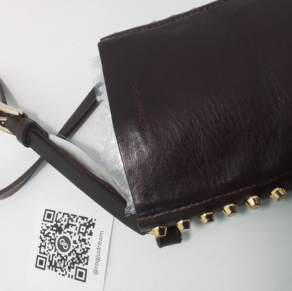 SALE ‼️ Michael Kors Studded Brown Genuine Leather Belt Bag NWT - Picture 1 of 17